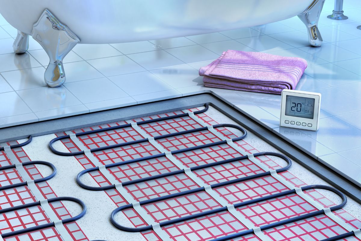 Electric underfloor heating installation detail